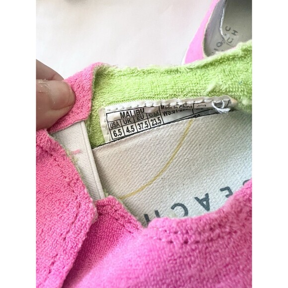 Vionic BEACH Malibu Comfort Slip-On Sneakers Neon Pink WOMEN 8 Terry Cloth - Picture 5 of 7